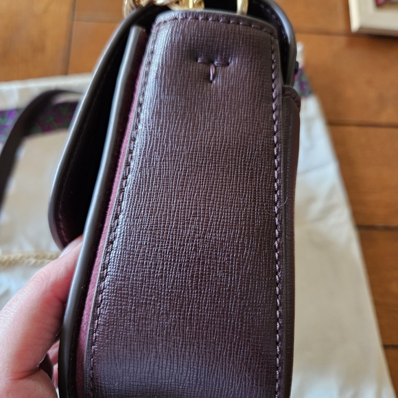 Tory Burch Dark Brown Crossbody Bag with Colorful Stitching - Picture 6 of 10